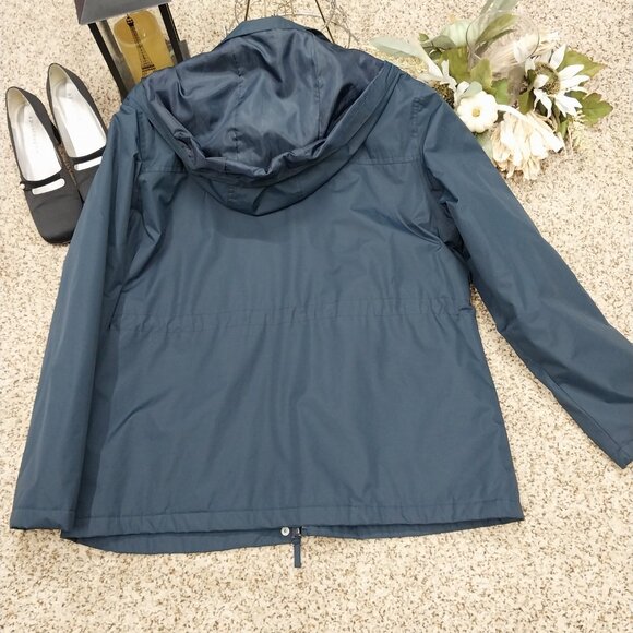 3304 Size XL Bass Lined Navy Blue  Hooded Winter Coat - Picture 7 of 10